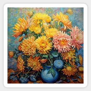 Bouquet of Chrysanthemums in a Vase Sticker